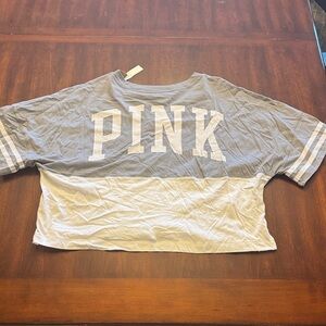 PINK NWT Victoria's Secret Gray and White Crop Top